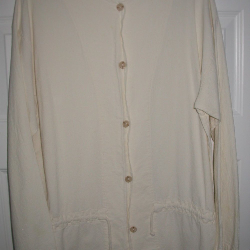Cream Cotton Jacket and Pant Suit - Picture 4 of 10
